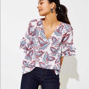 Loft Paisley Tiered Bell Cuff Top
